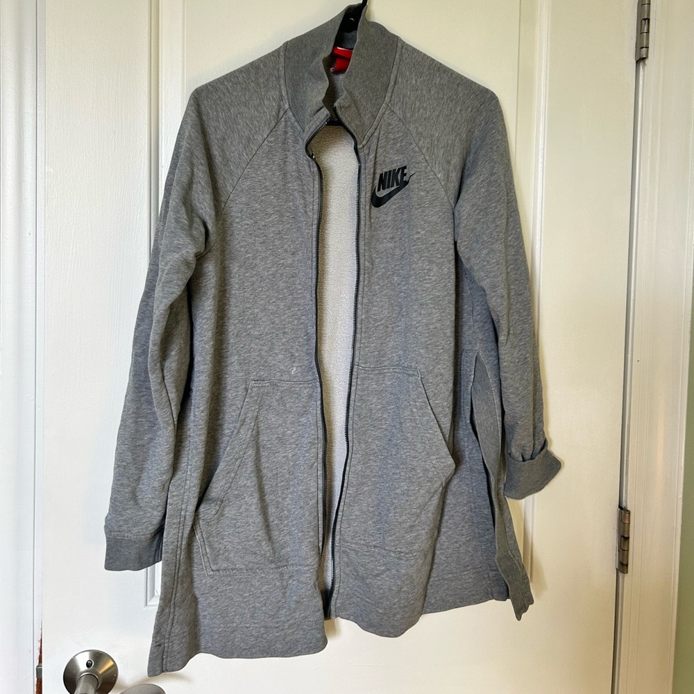 Nike gray long zip up size small